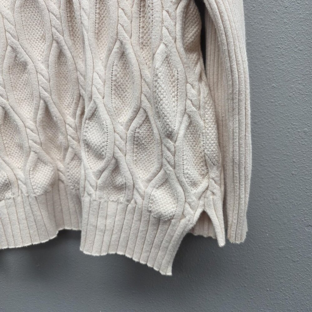 Fate Sweater Womens 2XL White Hooded Cable Knit V Neck Plus Size Pullover Cozy - Picture 5 of 10
